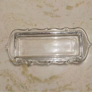 Vintage Clear Glass Butter Pickle Dish Scalloped Edges